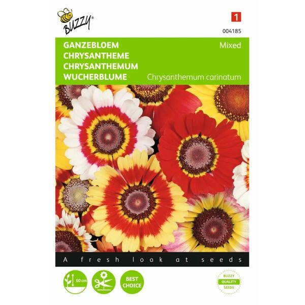 Bonte Ganzebloem Mix - Chrysanthemum Carinatum 1 Bonte Ganzebloem Mix - Chrysanthemum Carinatum