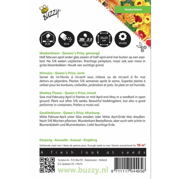 Maskerbloem Queens Price - Mimulus Luteus Tigrinus 2 Maskerbloem Queens Price - Mimulus Luteus Tigrinus - Afbeelding 2