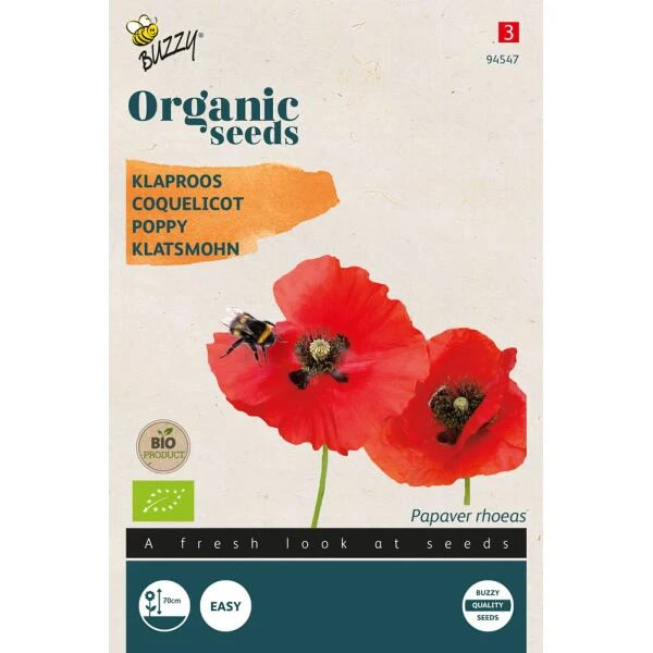 Organic Papaver Rhoeas Red BIO 1 Organic Papaver Rhoeas Red BIO