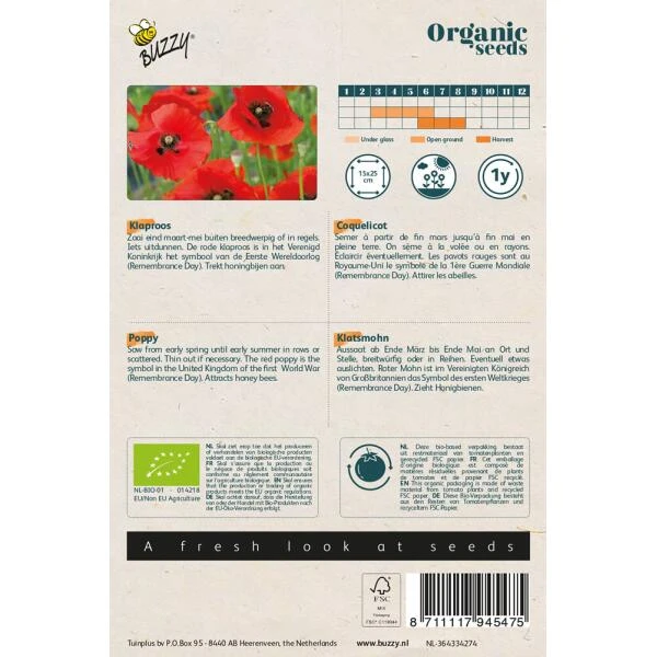 Organic Papaver Rhoeas Red BIO 2 Organic Papaver Rhoeas Red BIO - Afbeelding 2